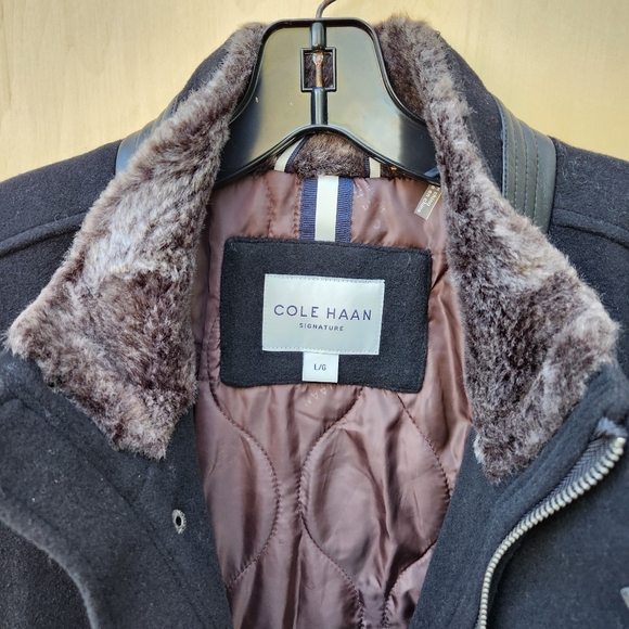 NWT Cole Haan Signature Men's Wool Plush Car Coat - Size Large - Picture 3 of 14